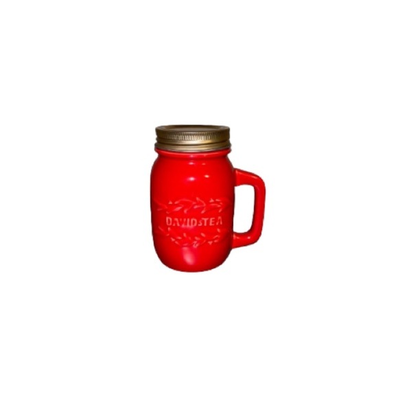David’s Tea Red Ceramic Jar Mug with Lid - Picture 1 of 8